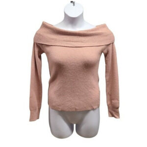 Leith Sweater Size LARGE Cowl Neck Pink Adobe ribbed cuff Sleeve NEW $59